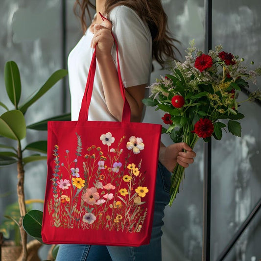 Vintage Pressed Wildflower Tote Bag, Floral Tote Bag, Gift For Women Tote Bag, Birthday Gift Bag,Gift For Women,Gift For Mom